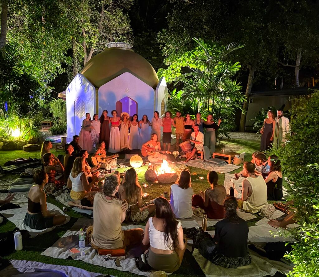 Community Gathering Around The Bonfire · HEXAGON · Koh Phangan · Crazy GAKKO