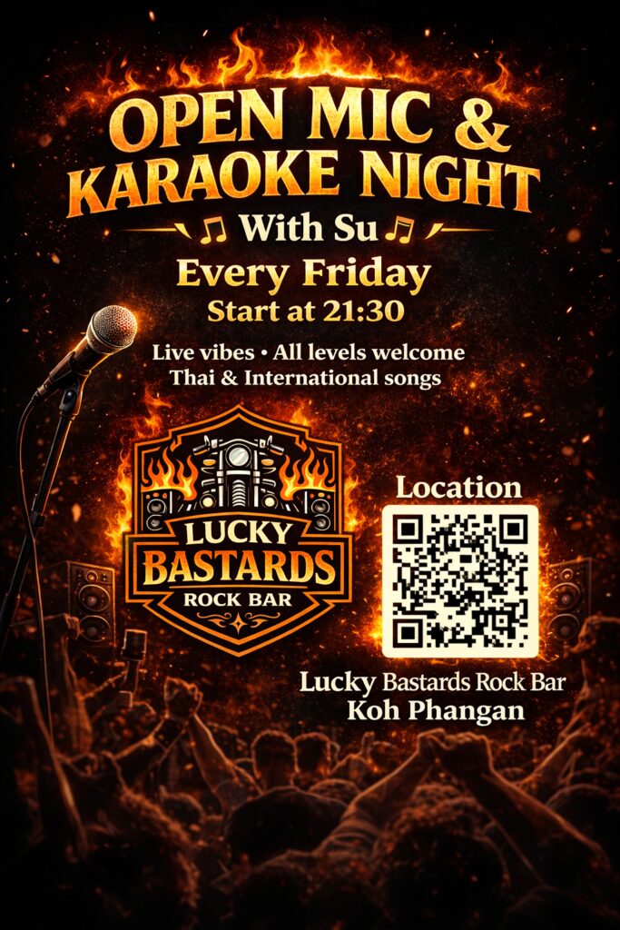 Karaoke, Open Mic · Lucky Bastard's Rock Bar · Koh Phangan · Crazy GAKKO