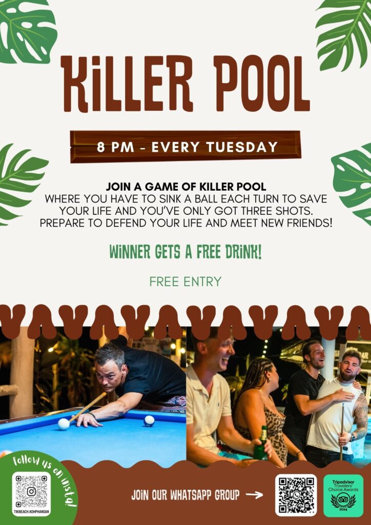Killer Pool Game Night · Tiki Beach Resort · Koh Phangan