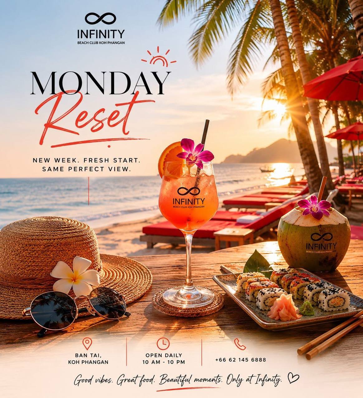 Monday reset, Infinity style · INFINITY Beach Club · Koh Phangan