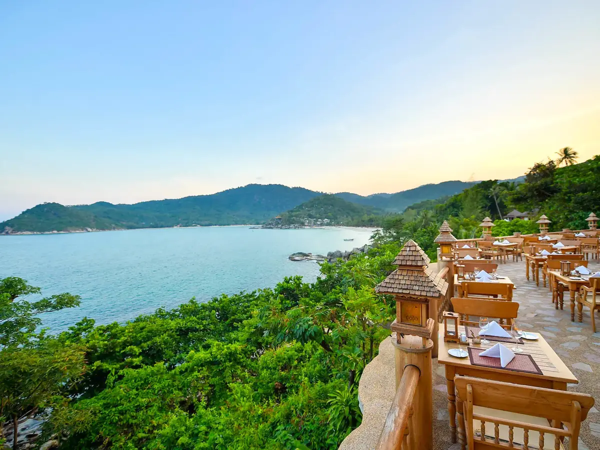 The sea-view terrace at Chantara Restaurant, Santhiya Koh Phangan