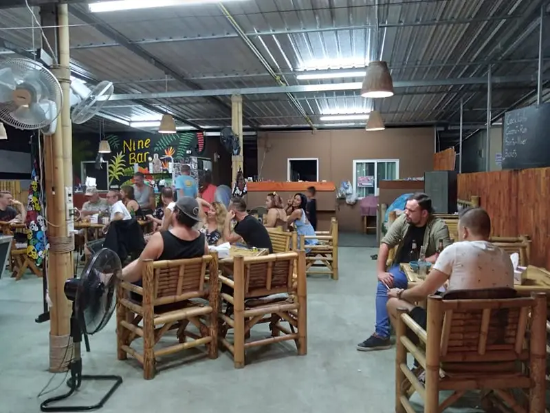 The relaxed open-air dining room at Nine Restaurant and Bar in Thong Sala