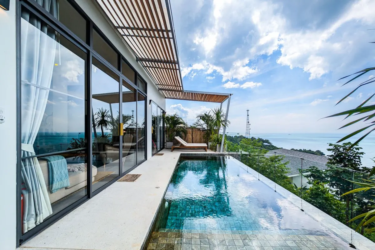 Omi Villa, Haad Yao area — private pool overlooking trees and sea — Crazy GAKKO Stay