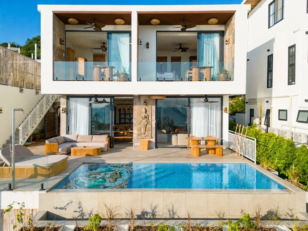 Villa Gaia, Nai Wok — daytime view of the pool and two-storey villa — Crazy GAKKO Stay