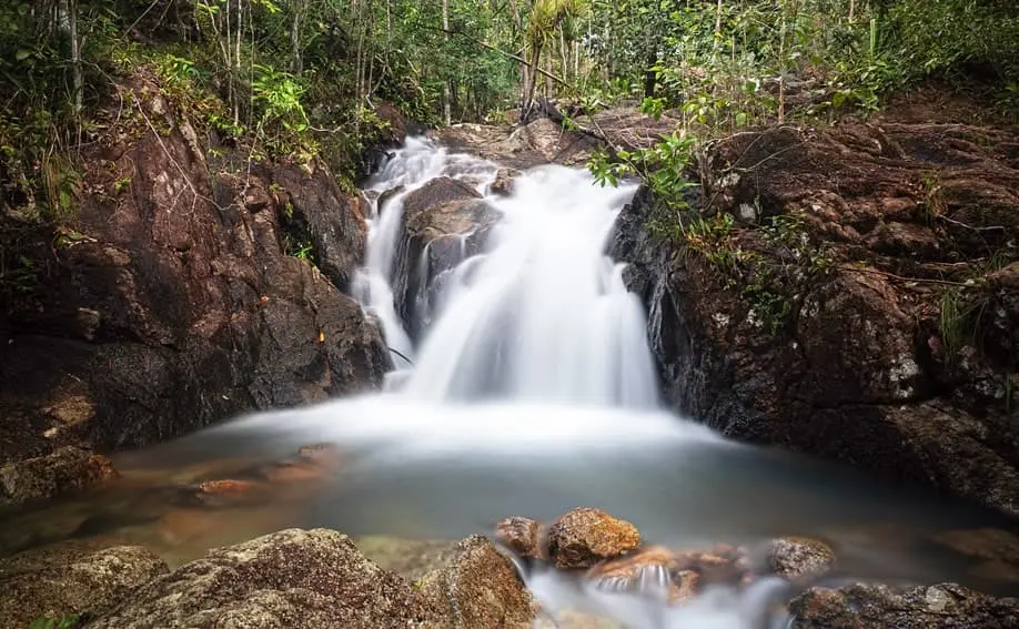 Phaeng Waterfall flowing through tropical forest in Koh Phangan