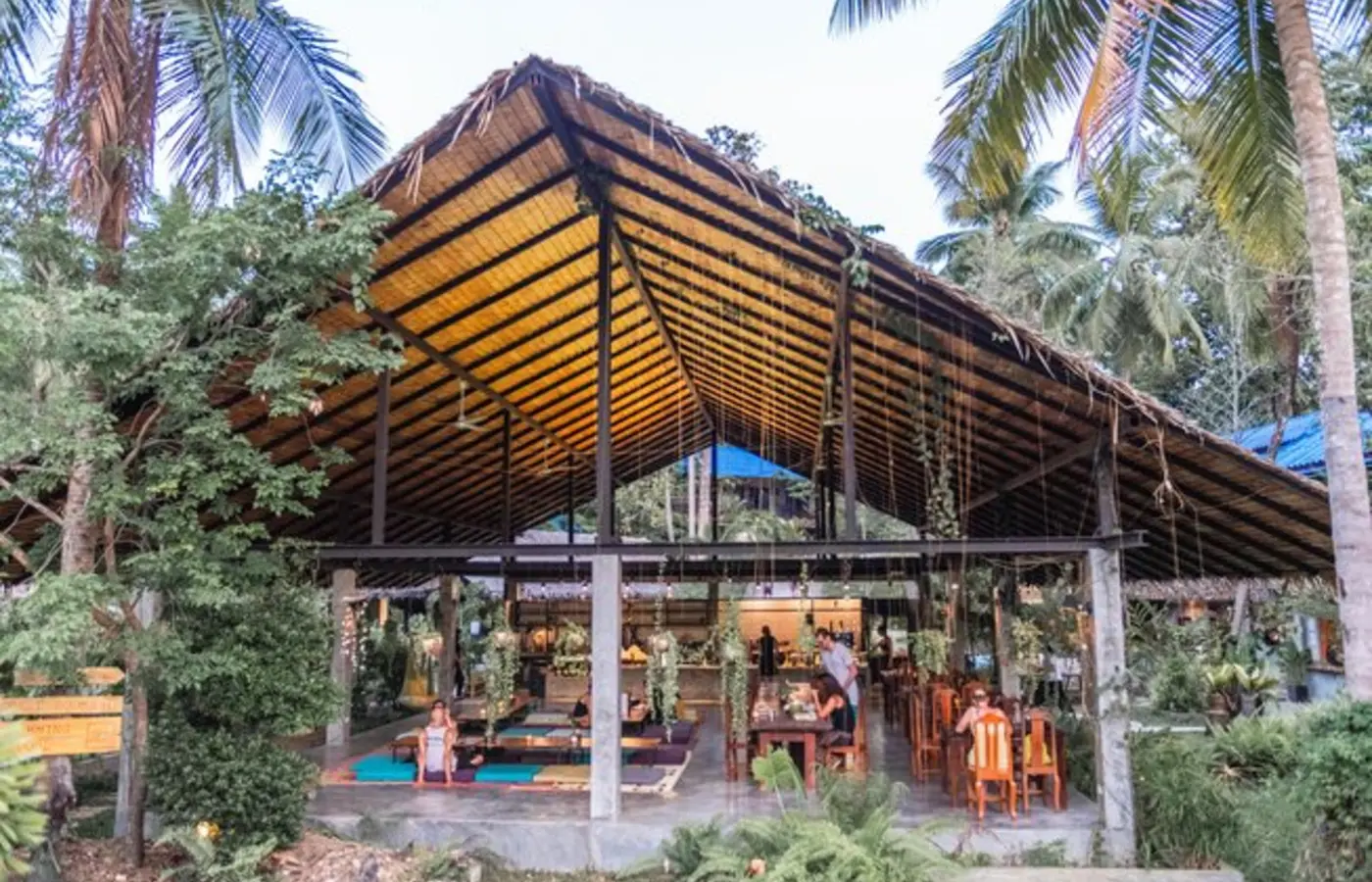 Open-air yoga pavilion at Wonderland Healing Center — Crazy GAKKO Stay